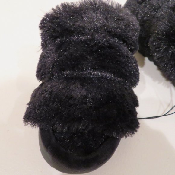 Women Small Black Slip-on Slippers Cozy Mountain Memory Foam Rubber Sole New - Picture 11 of 16